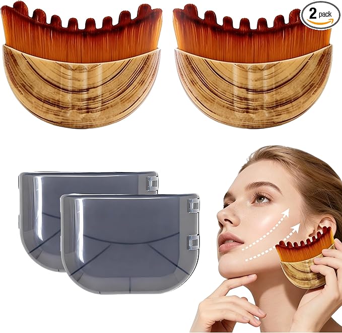 The 2-piece facial contour brush set with its travel case, shown as a clean Amazon-style product shot on white